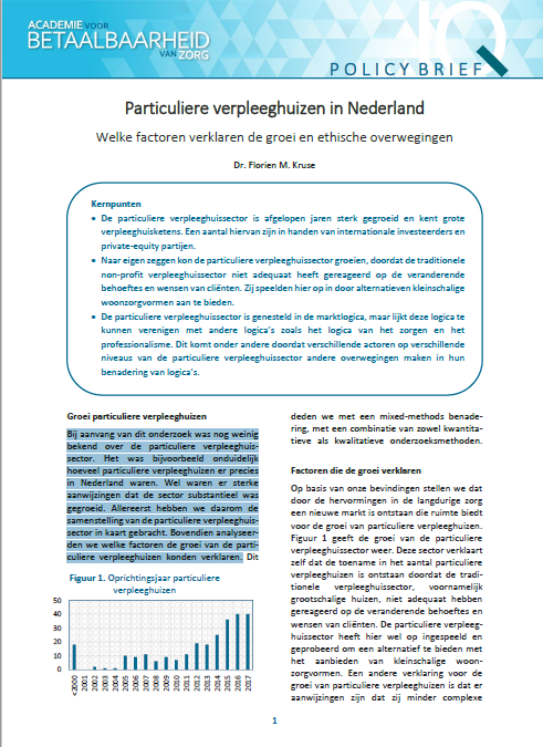 Policy brief Particuliere verpleeghuizen